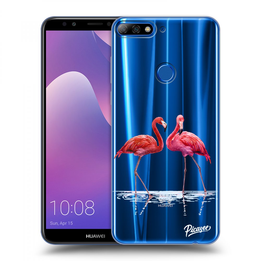 Picasee átlátszó szilikon tok az alábbi mobiltelefonokra Huawei Y7 Prime (2018) - Flamingos couple