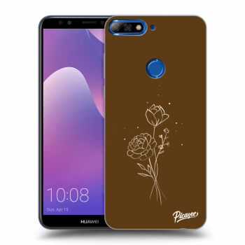 Picasee fekete szilikon tok az alábbi mobiltelefonokra Huawei Y7 Prime (2018) - Brown flowers