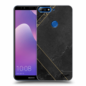 Picasee átlátszó szilikon tok az alábbi mobiltelefonokra Huawei Y7 Prime (2018) - Black tile