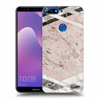 Picasee fekete szilikon tok az alábbi mobiltelefonokra Huawei Y7 Prime (2018) - Pink geometry