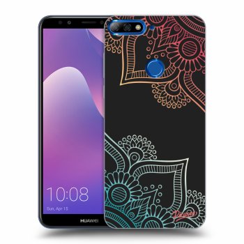 Picasee fekete szilikon tok az alábbi mobiltelefonokra Huawei Y7 Prime (2018) - Flowers pattern
