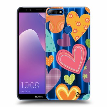 Picasee átlátszó szilikon tok az alábbi mobiltelefonokra Huawei Y7 Prime (2018) - Colored heart