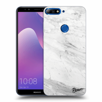 Picasee átlátszó szilikon tok az alábbi mobiltelefonokra Huawei Y7 Prime (2018) - White marble