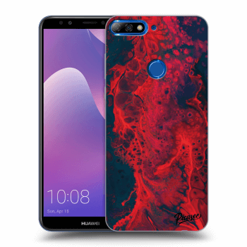 Picasee átlátszó szilikon tok az alábbi mobiltelefonokra Huawei Y7 Prime (2018) - Organic red
