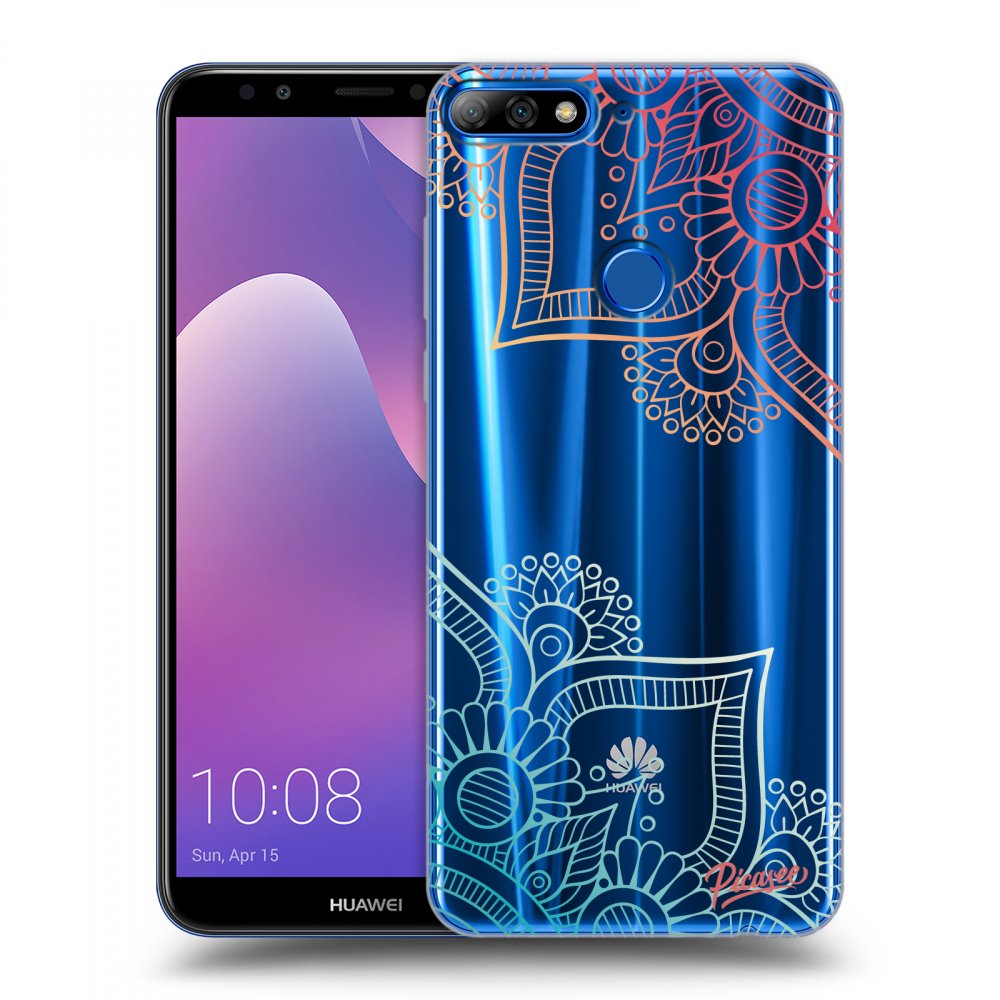 Picasee átlátszó szilikon tok az alábbi mobiltelefonokra Huawei Y7 Prime (2018) - Flowers pattern
