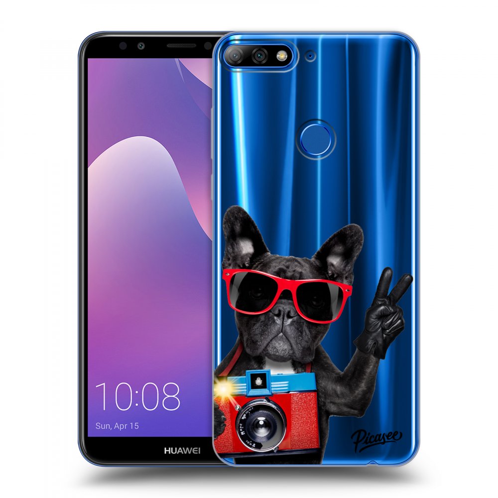 Picasee átlátszó szilikon tok az alábbi mobiltelefonokra Huawei Y7 Prime (2018) - French Bulldog