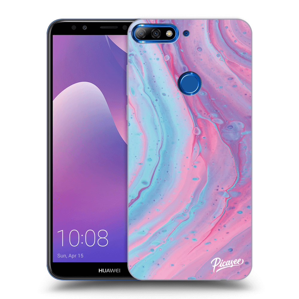Picasee átlátszó szilikon tok az alábbi mobiltelefonokra Huawei Y7 Prime (2018) - Pink liquid
