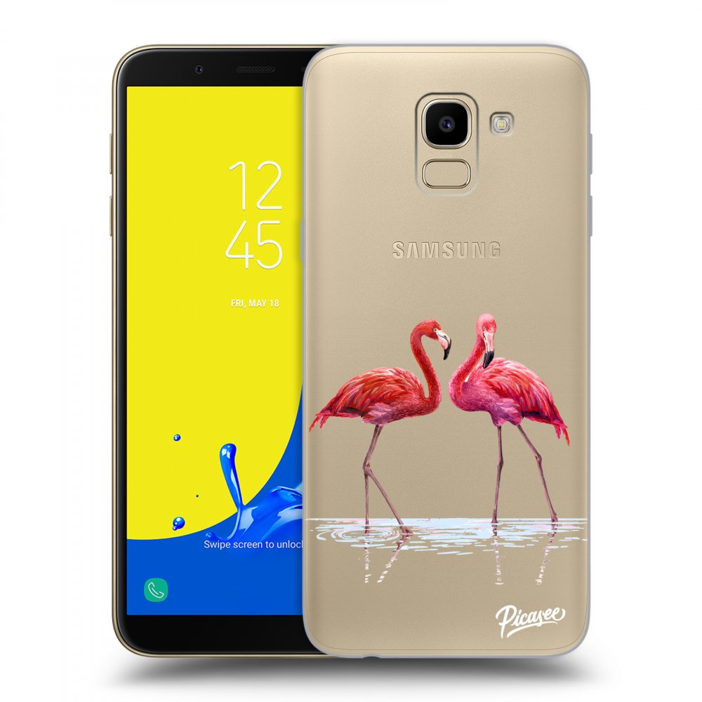 Picasee átlátszó szilikon tok az alábbi mobiltelefonokra Samsung Galaxy J6 J600F - Flamingos couple