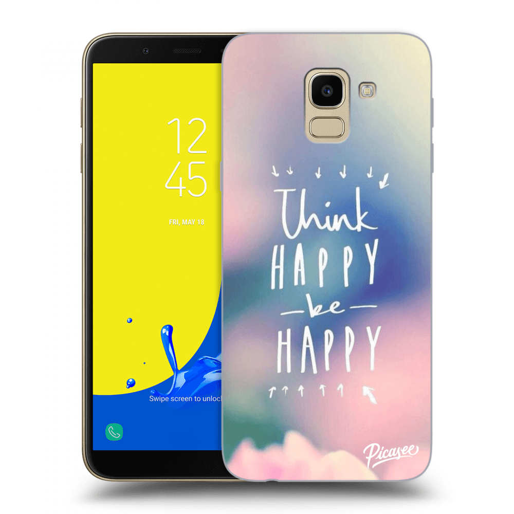 Picasee átlátszó szilikon tok az alábbi mobiltelefonokra Samsung Galaxy J6 J600F - Think happy be happy