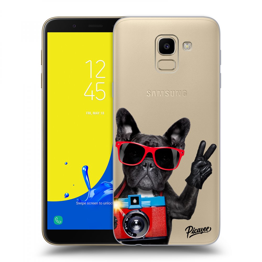 Picasee átlátszó szilikon tok az alábbi mobiltelefonokra Samsung Galaxy J6 J600F - French Bulldog