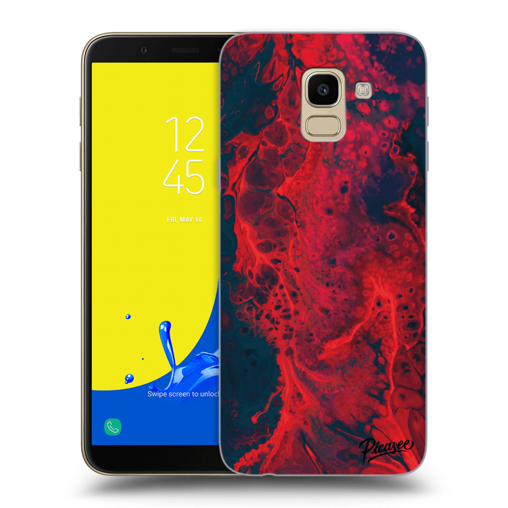 Picasee átlátszó szilikon tok az alábbi mobiltelefonokra Samsung Galaxy J6 J600F - Organic red