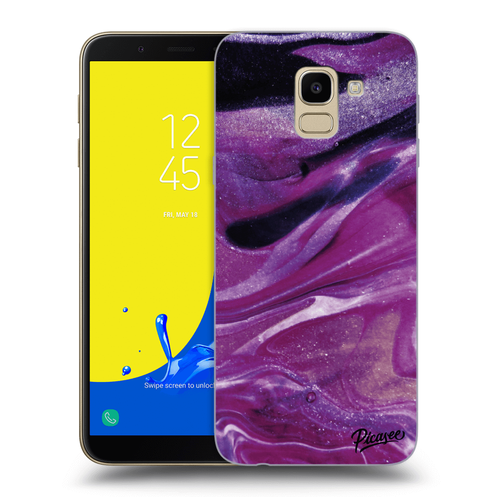 Picasee átlátszó szilikon tok az alábbi mobiltelefonokra Samsung Galaxy J6 J600F - Purple glitter