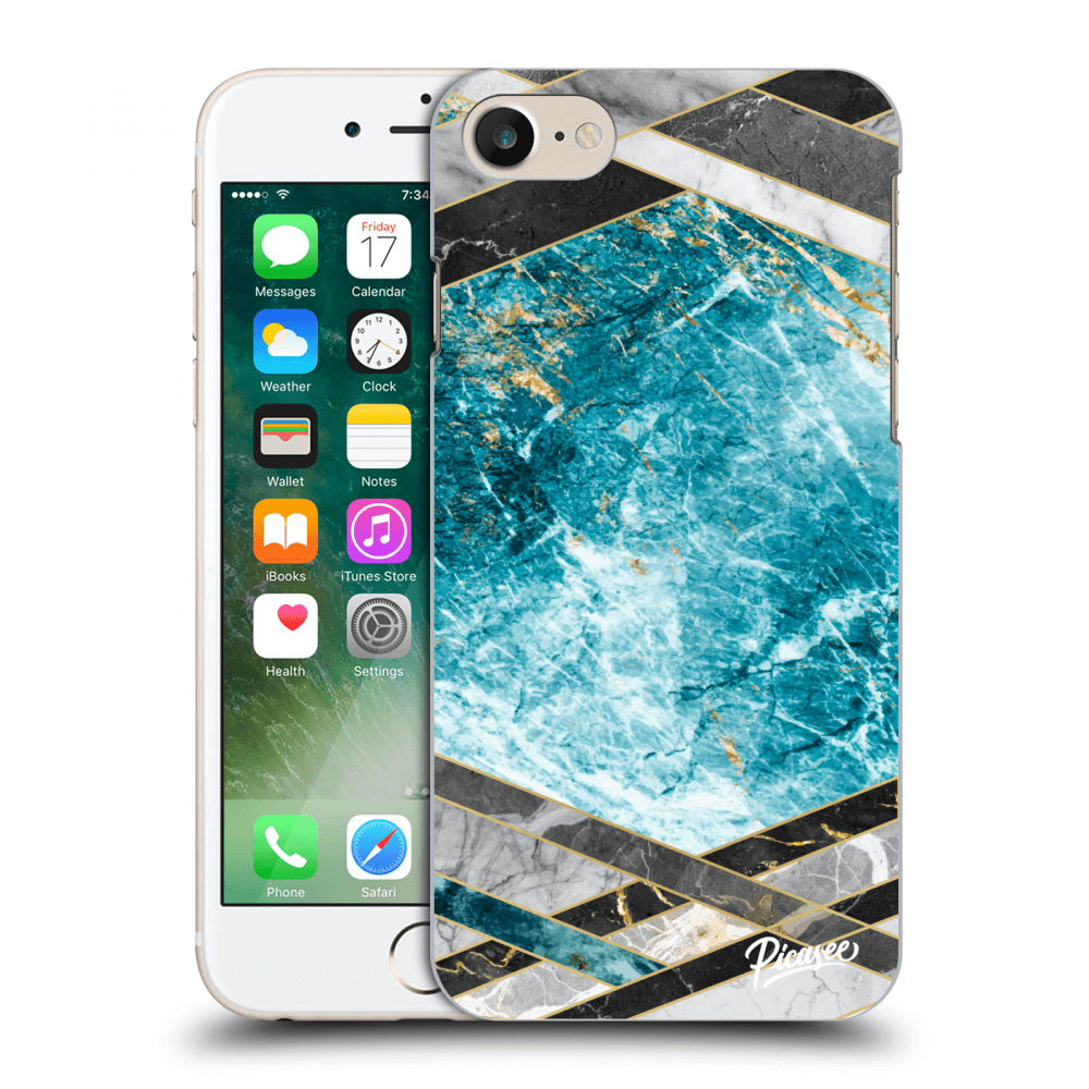 Picasee tejszínű szilikon tok az alábbi mobiltelefonokra Apple iPhone 8 - Blue geometry