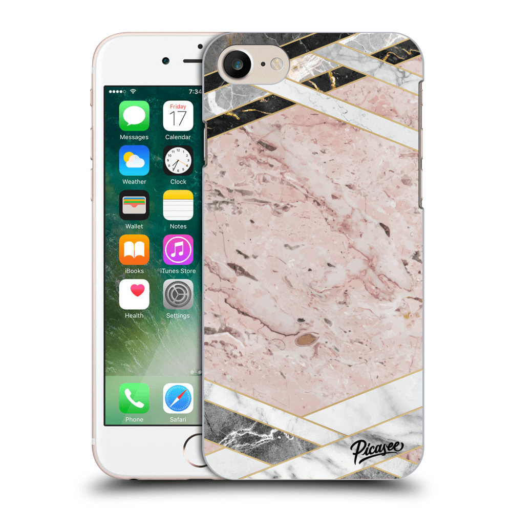 Picasee tejszínű szilikon tok az alábbi mobiltelefonokra Apple iPhone 8 - Pink geometry