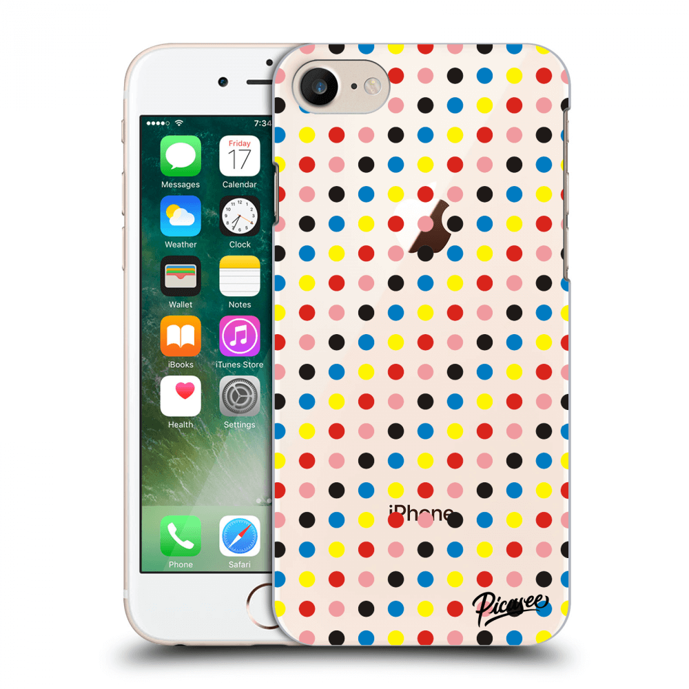 Picasee átlátszó szilikon tok az alábbi mobiltelefonokra Apple iPhone 8 - Colorful dots