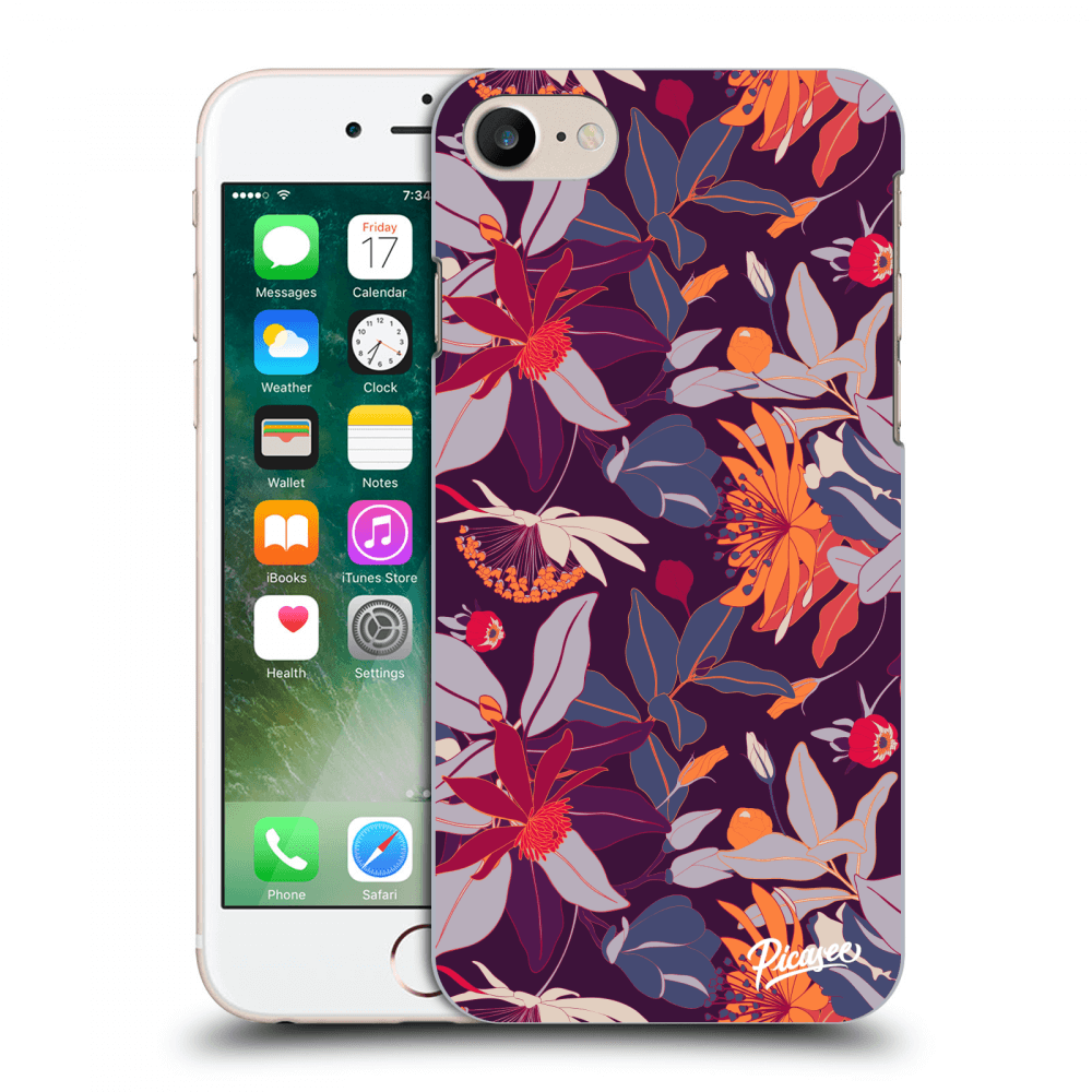 Picasee fekete szilikon tok az alábbi mobiltelefonokra Apple iPhone 8 - Purple Leaf