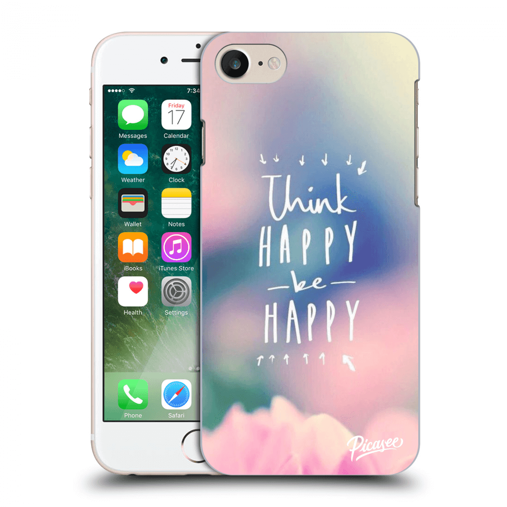 Picasee tejszínű szilikon tok az alábbi mobiltelefonokra Apple iPhone 8 - Think happy be happy