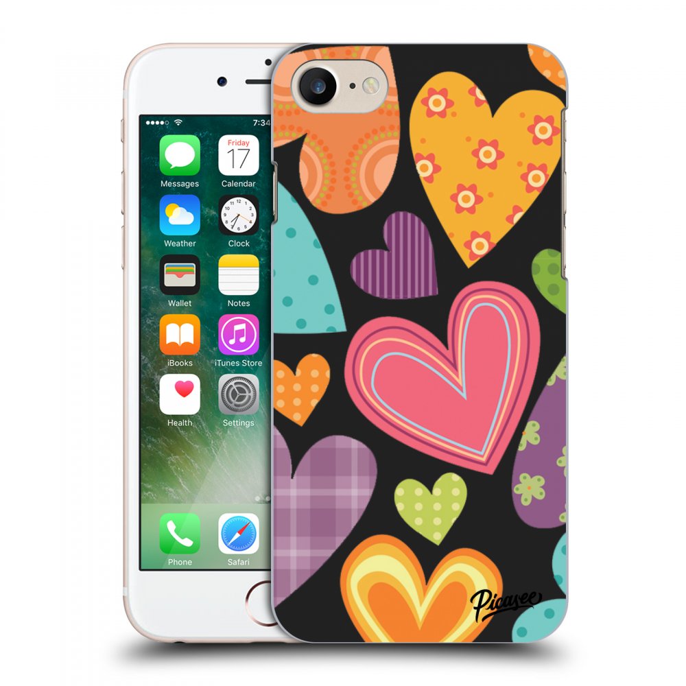 Picasee fekete szilikon tok az alábbi mobiltelefonokra Apple iPhone 8 - Colored heart