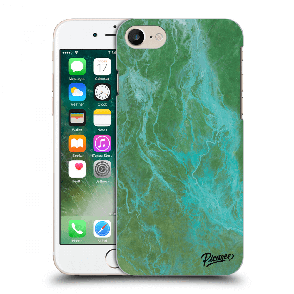 Picasee műanyag átlátszó tok az alábbi mobiltelefonokra Apple iPhone 8 - Green marble