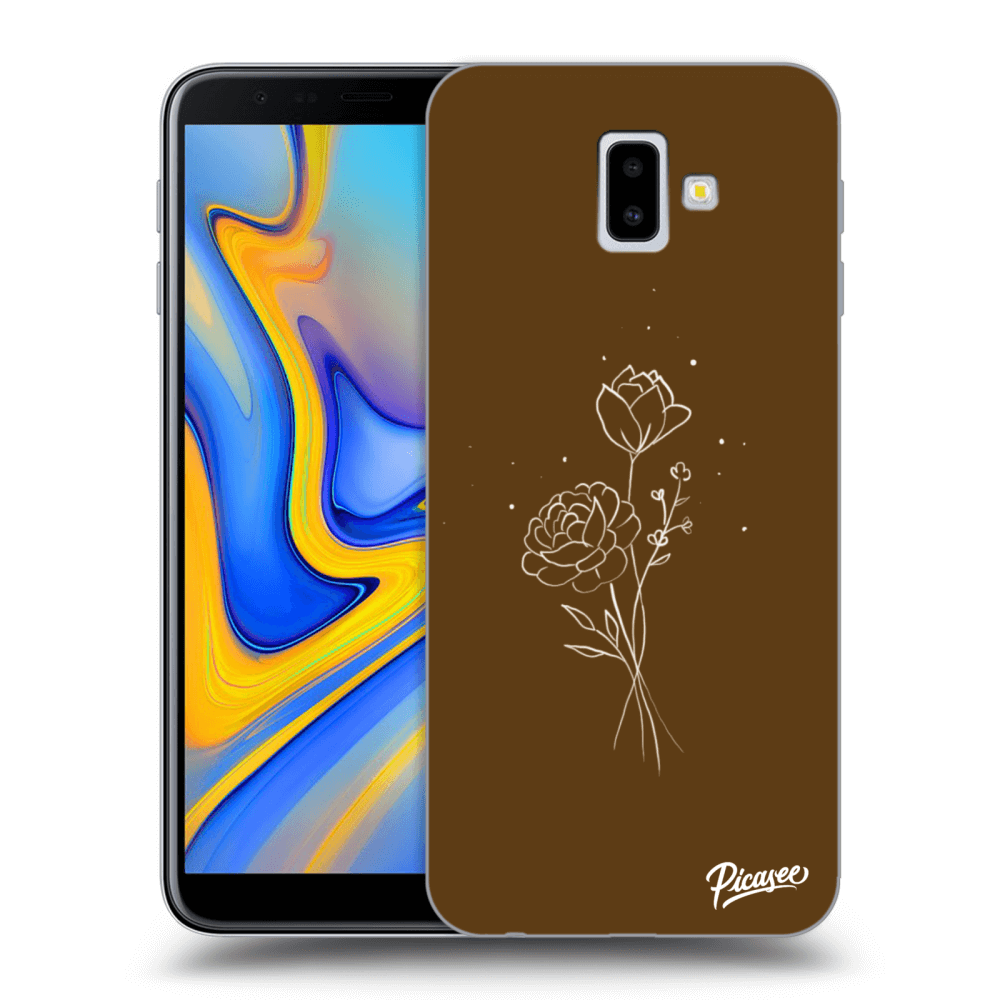Picasee átlátszó szilikon tok az alábbi mobiltelefonokra Samsung Galaxy J6+ J610F - Brown flowers