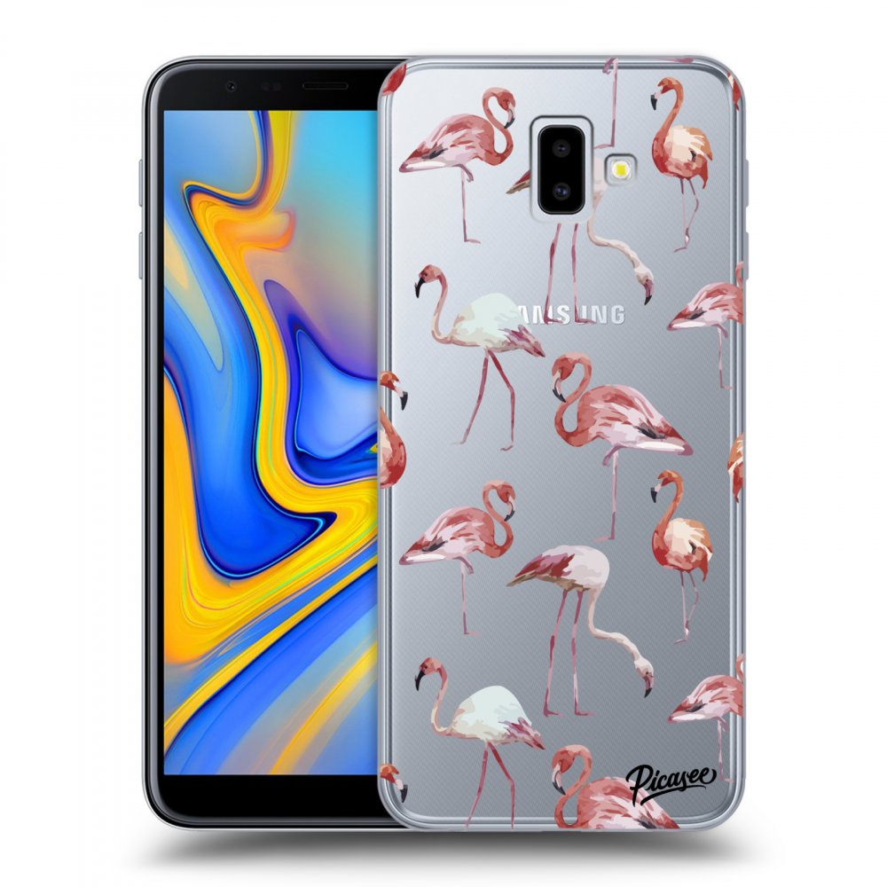 Picasee átlátszó szilikon tok az alábbi mobiltelefonokra Samsung Galaxy J6+ J610F - Flamingos