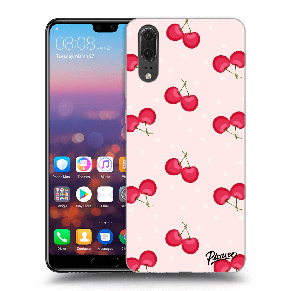 Picasee fekete szilikon tok az alábbi mobiltelefonokra Huawei P20 - Cherries