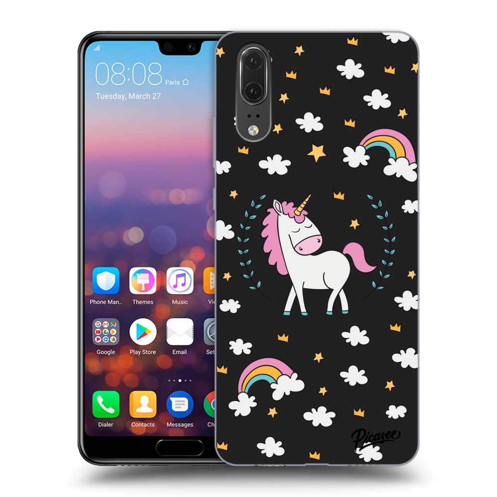 Picasee fekete szilikon tok az alábbi mobiltelefonokra Huawei P20 - Unicorn star heaven