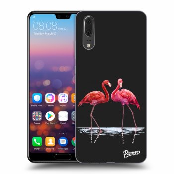 Picasee fekete szilikon tok az alábbi mobiltelefonokra Huawei P20 - Flamingos couple