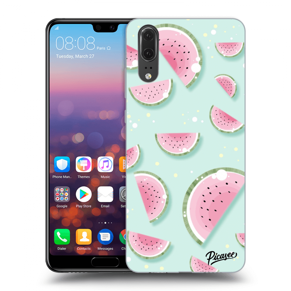 Picasee fekete szilikon tok az alábbi mobiltelefonokra Huawei P20 - Watermelon 2