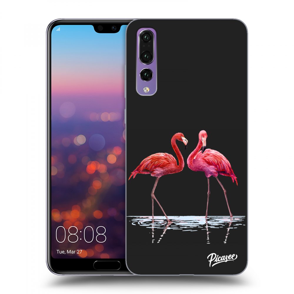 Picasee fekete szilikon tok az alábbi mobiltelefonokra Huawei P20 Pro - Flamingos couple