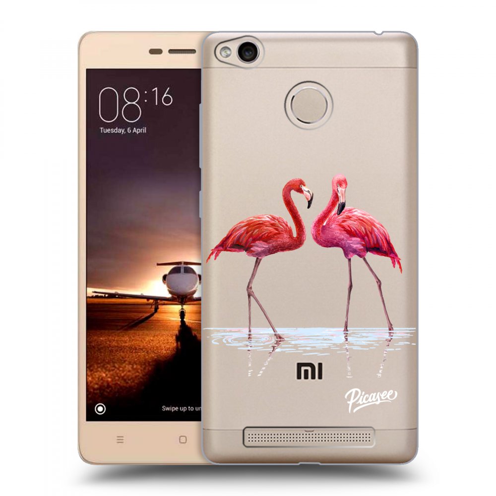 Picasee átlátszó szilikon tok az alábbi mobiltelefonokra Xiaomi Redmi 3s, 3 Pro - Flamingos couple