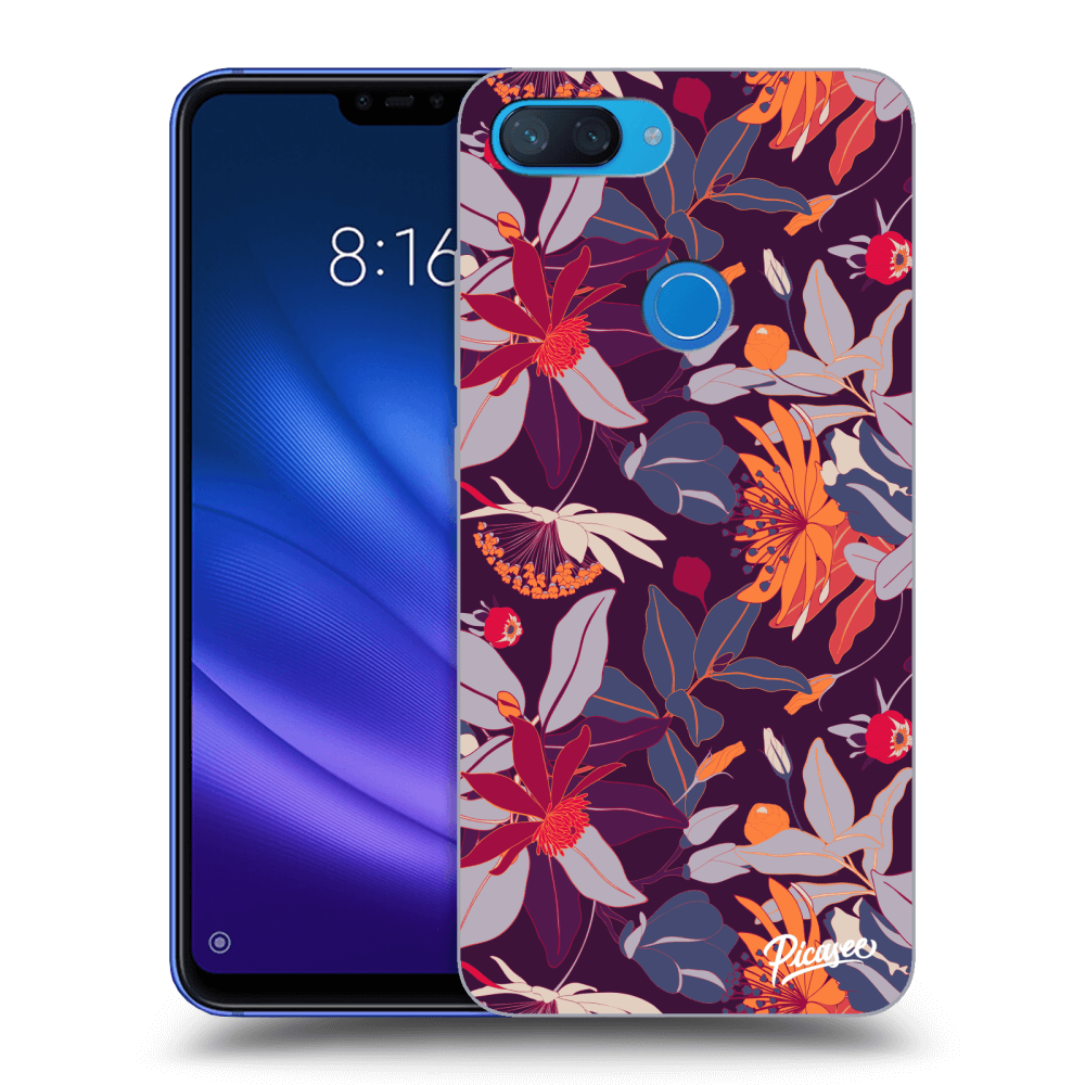 Picasee fekete szilikon tok az alábbi mobiltelefonokra Xiaomi Mi 8 Lite - Purple Leaf