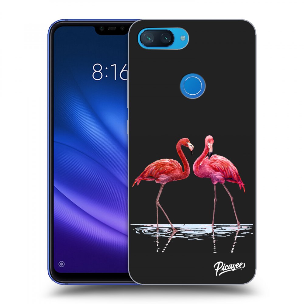 Picasee fekete szilikon tok az alábbi mobiltelefonokra Xiaomi Mi 8 Lite - Flamingos couple