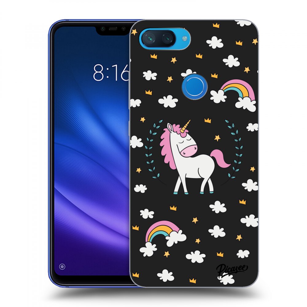 Picasee fekete szilikon tok az alábbi mobiltelefonokra Xiaomi Mi 8 Lite - Unicorn star heaven