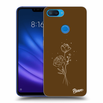 Picasee fekete szilikon tok az alábbi mobiltelefonokra Xiaomi Mi 8 Lite - Brown flowers