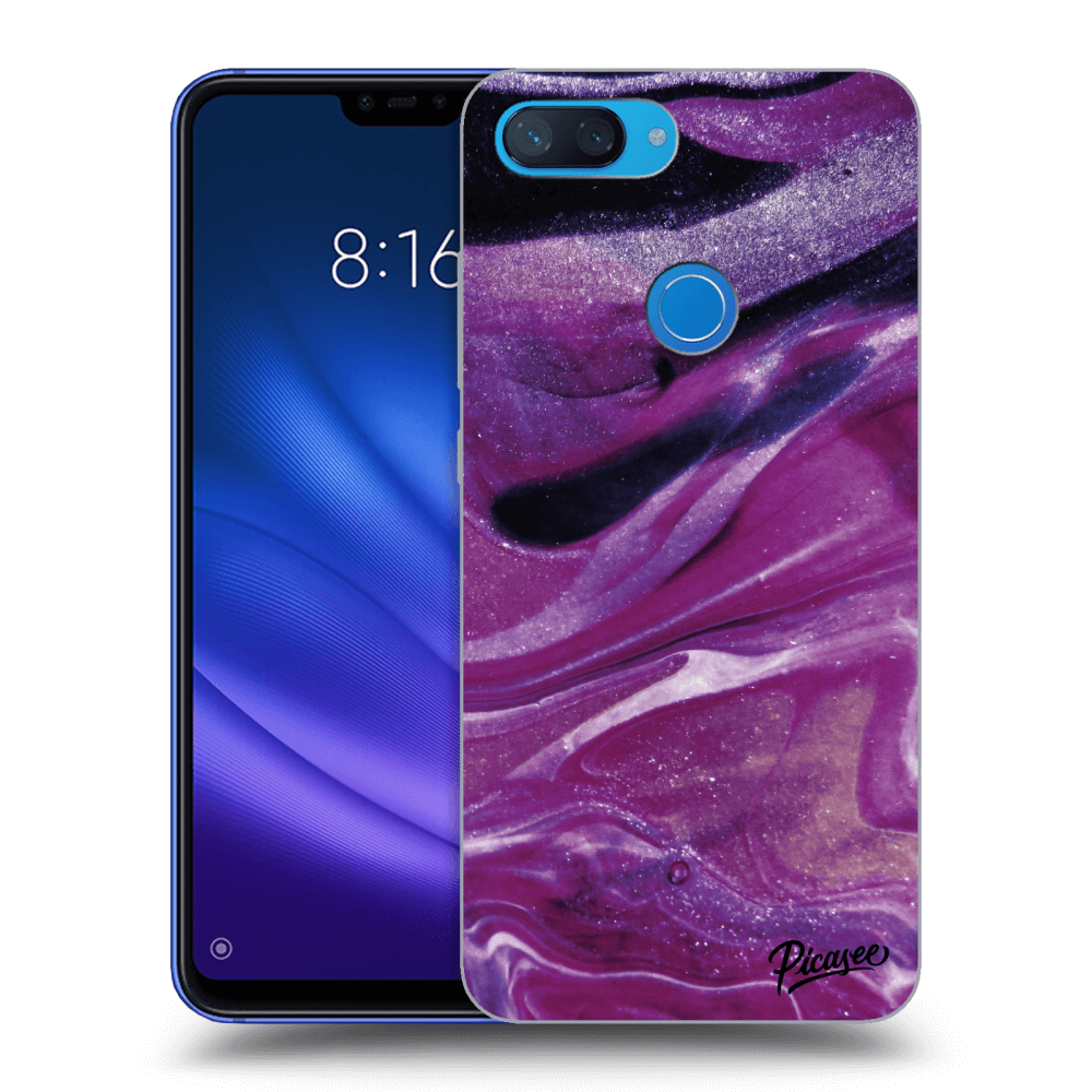 Picasee fekete szilikon tok az alábbi mobiltelefonokra Xiaomi Mi 8 Lite - Purple glitter