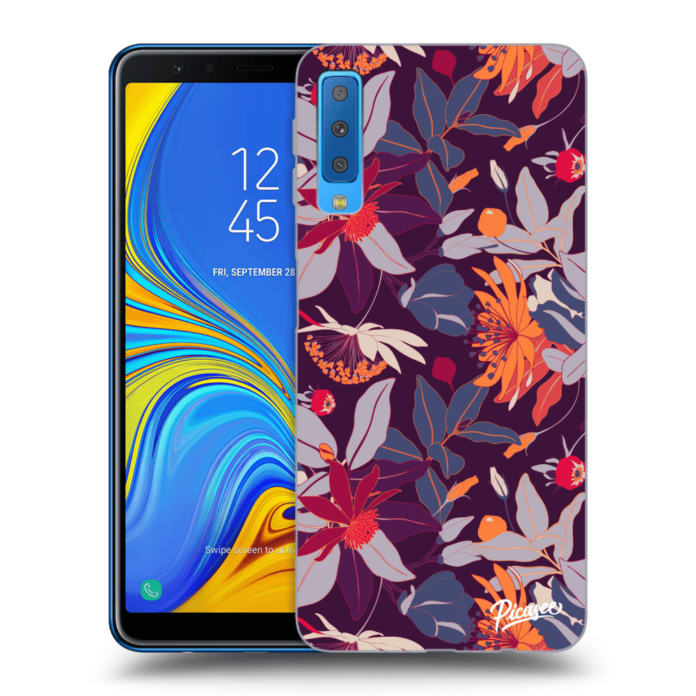 Picasee átlátszó szilikon tok az alábbi mobiltelefonokra Samsung Galaxy A7 2018 A750F - Purple Leaf