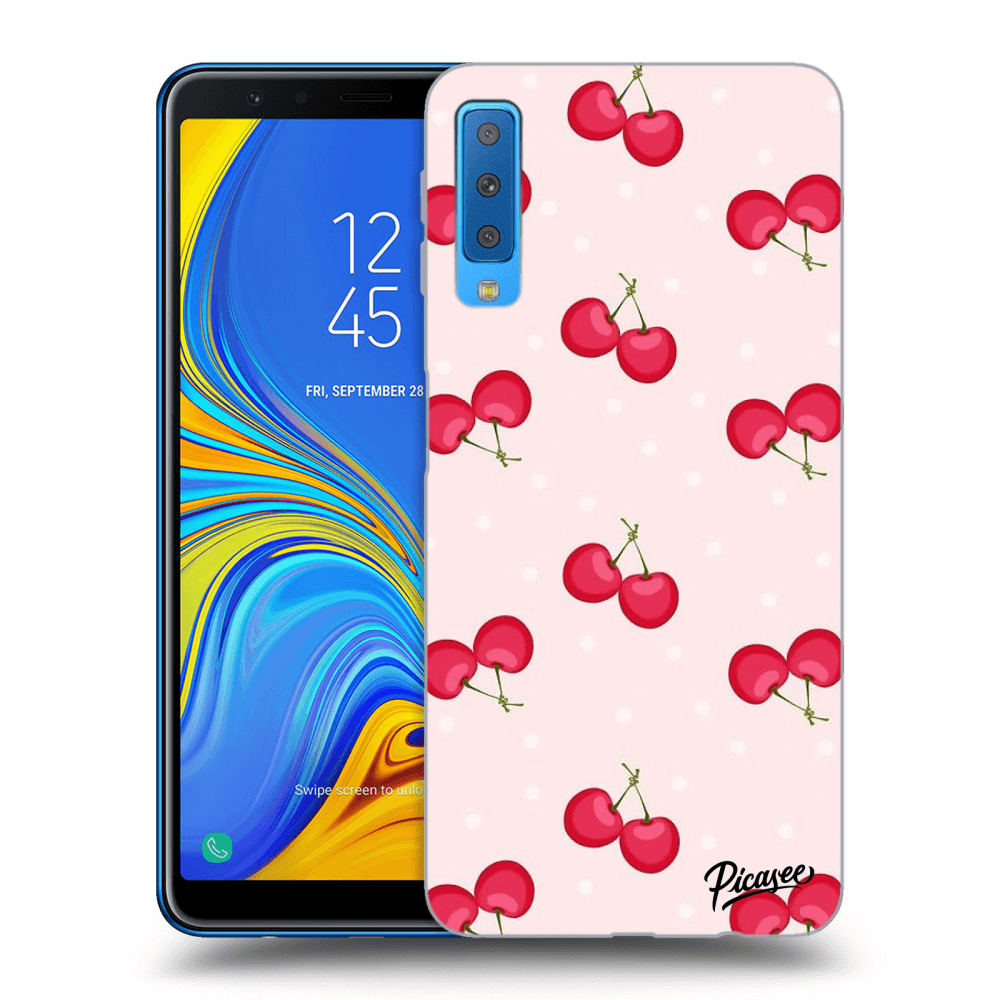 Picasee fekete szilikon tok az alábbi mobiltelefonokra Samsung Galaxy A7 2018 A750F - Cherries