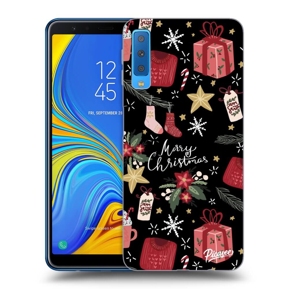 Picasee fekete szilikon tok az alábbi mobiltelefonokra Samsung Galaxy A7 2018 A750F - Christmas