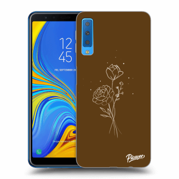 Picasee fekete szilikon tok az alábbi mobiltelefonokra Samsung Galaxy A7 2018 A750F - Brown flowers