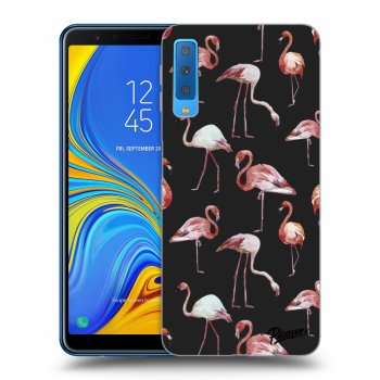 Picasee fekete szilikon tok az alábbi mobiltelefonokra Samsung Galaxy A7 2018 A750F - Flamingos