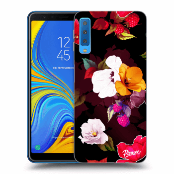 Picasee fekete szilikon tok az alábbi mobiltelefonokra Samsung Galaxy A7 2018 A750F - Flowers and Berries