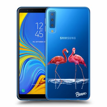 Picasee átlátszó szilikon tok az alábbi mobiltelefonokra Samsung Galaxy A7 2018 A750F - Flamingos couple