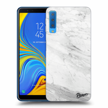 Picasee fekete szilikon tok az alábbi mobiltelefonokra Samsung Galaxy A7 2018 A750F - White marble
