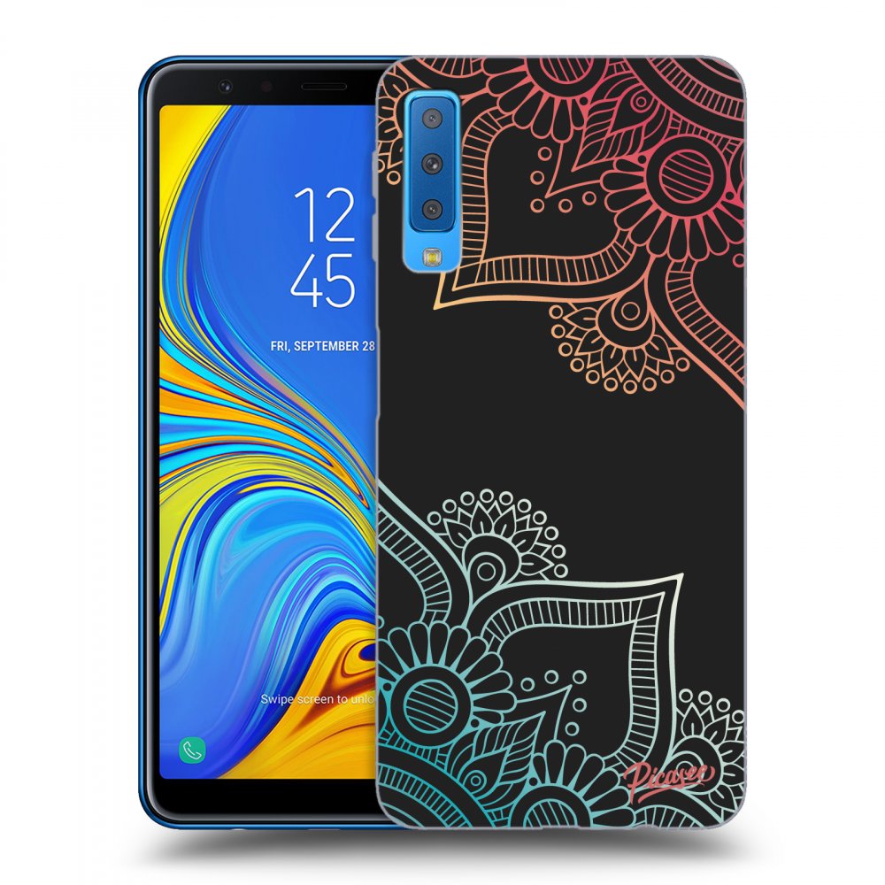 Picasee fekete szilikon tok az alábbi mobiltelefonokra Samsung Galaxy A7 2018 A750F - Flowers pattern
