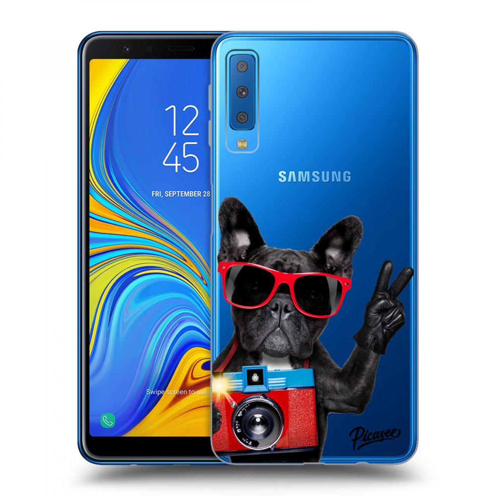 Picasee átlátszó szilikon tok az alábbi mobiltelefonokra Samsung Galaxy A7 2018 A750F - French Bulldog