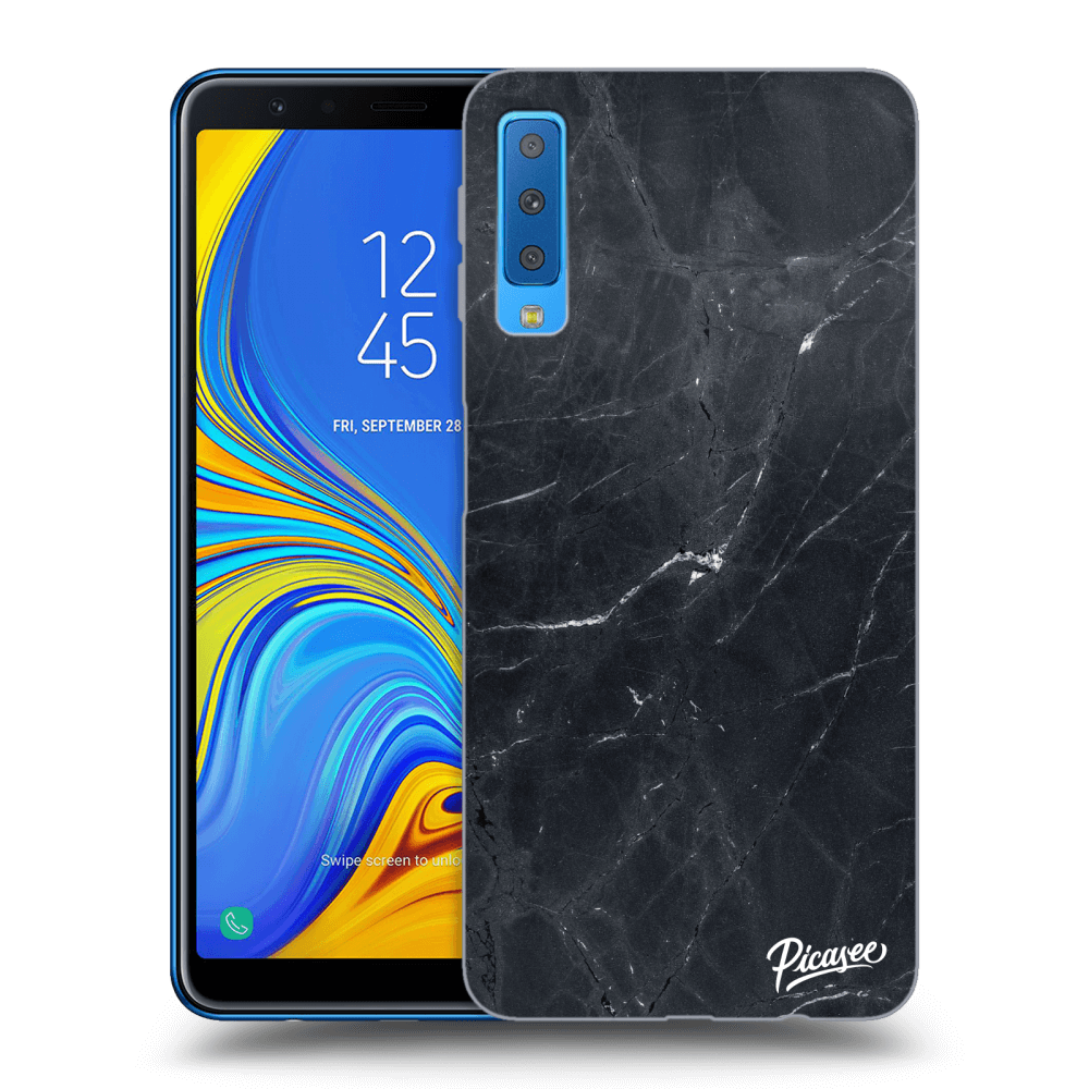 Picasee fekete szilikon tok az alábbi mobiltelefonokra Samsung Galaxy A7 2018 A750F - Black marble