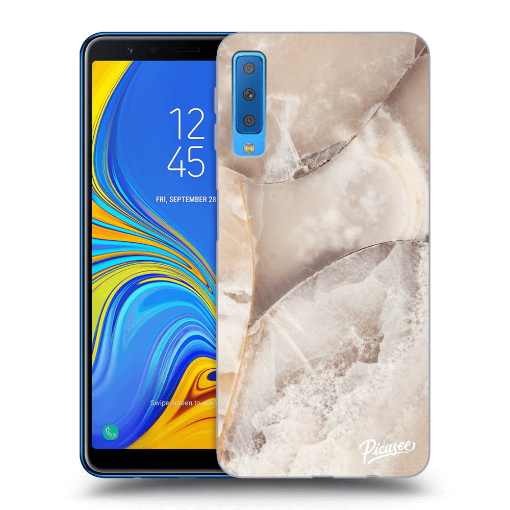 Picasee fekete szilikon tok az alábbi mobiltelefonokra Samsung Galaxy A7 2018 A750F - Cream marble