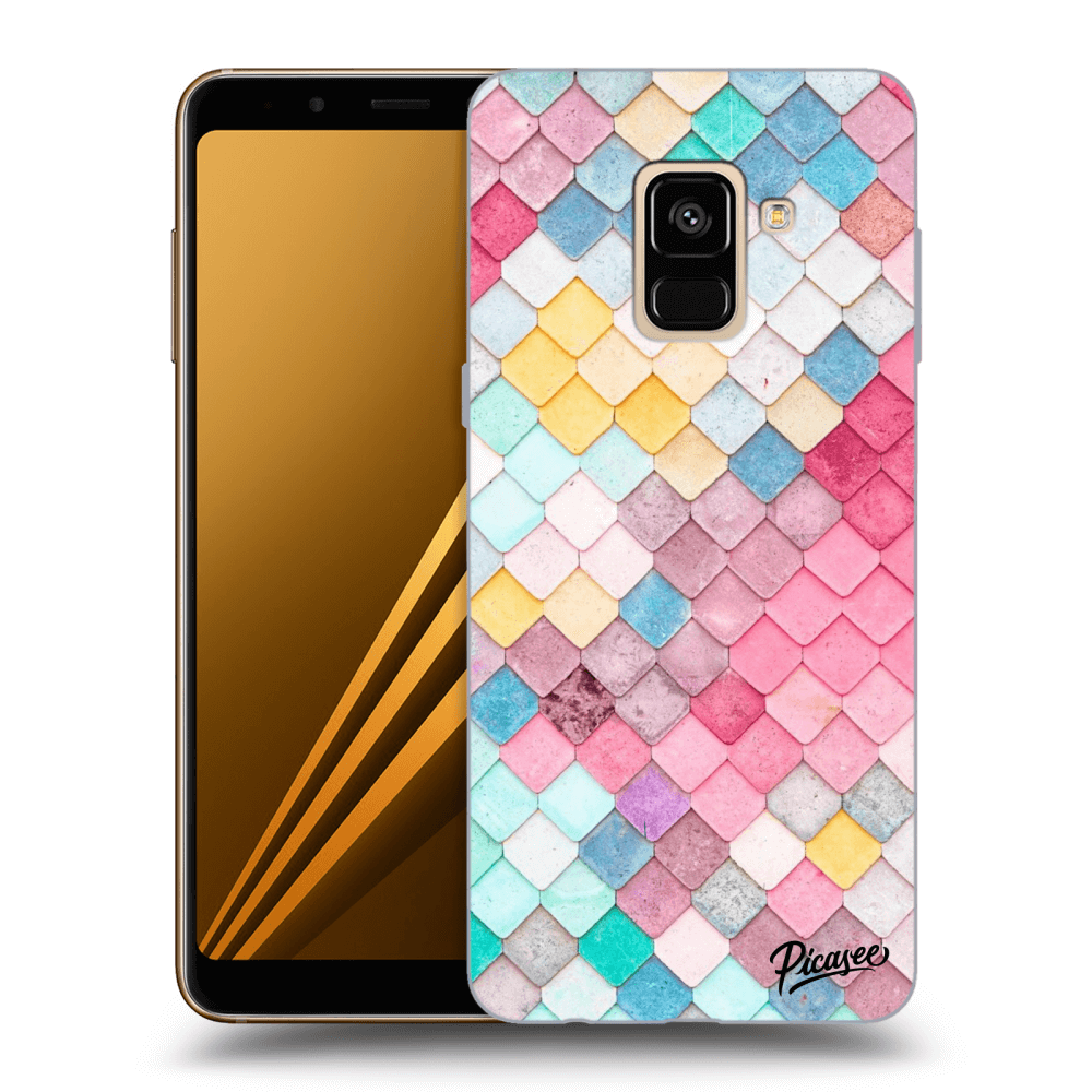 Picasee fekete szilikon tok az alábbi mobiltelefonokra Samsung Galaxy A8 2018 A530F - Colorful roof