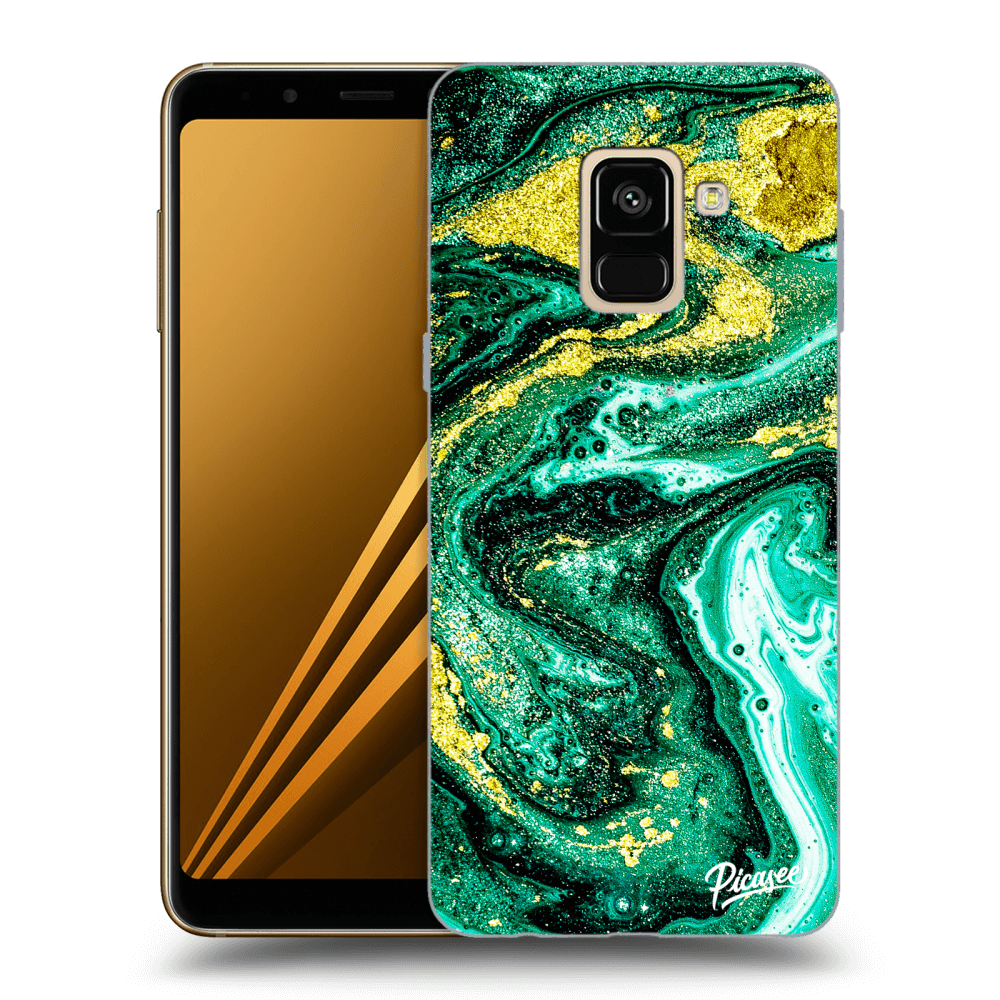 Picasee fekete szilikon tok az alábbi mobiltelefonokra Samsung Galaxy A8 2018 A530F - Green Gold